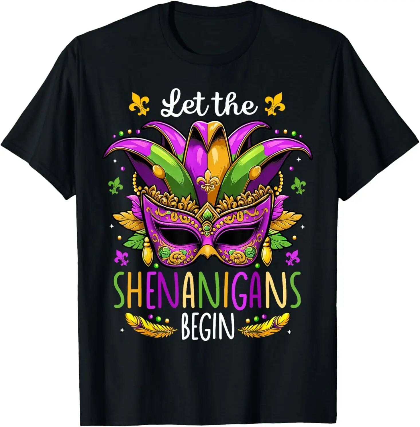 

Let The Shenanigans Begin Mask Beads Mardi Gras Мужская женская футболка