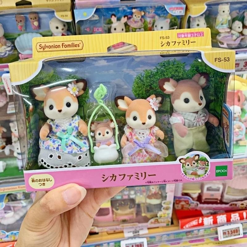 Orignal Sylvanian Families Anime Figure Deer Family Kawaii Cute Doll Decoration Desktop Toy Room Ornaments toys Birthday Gifts