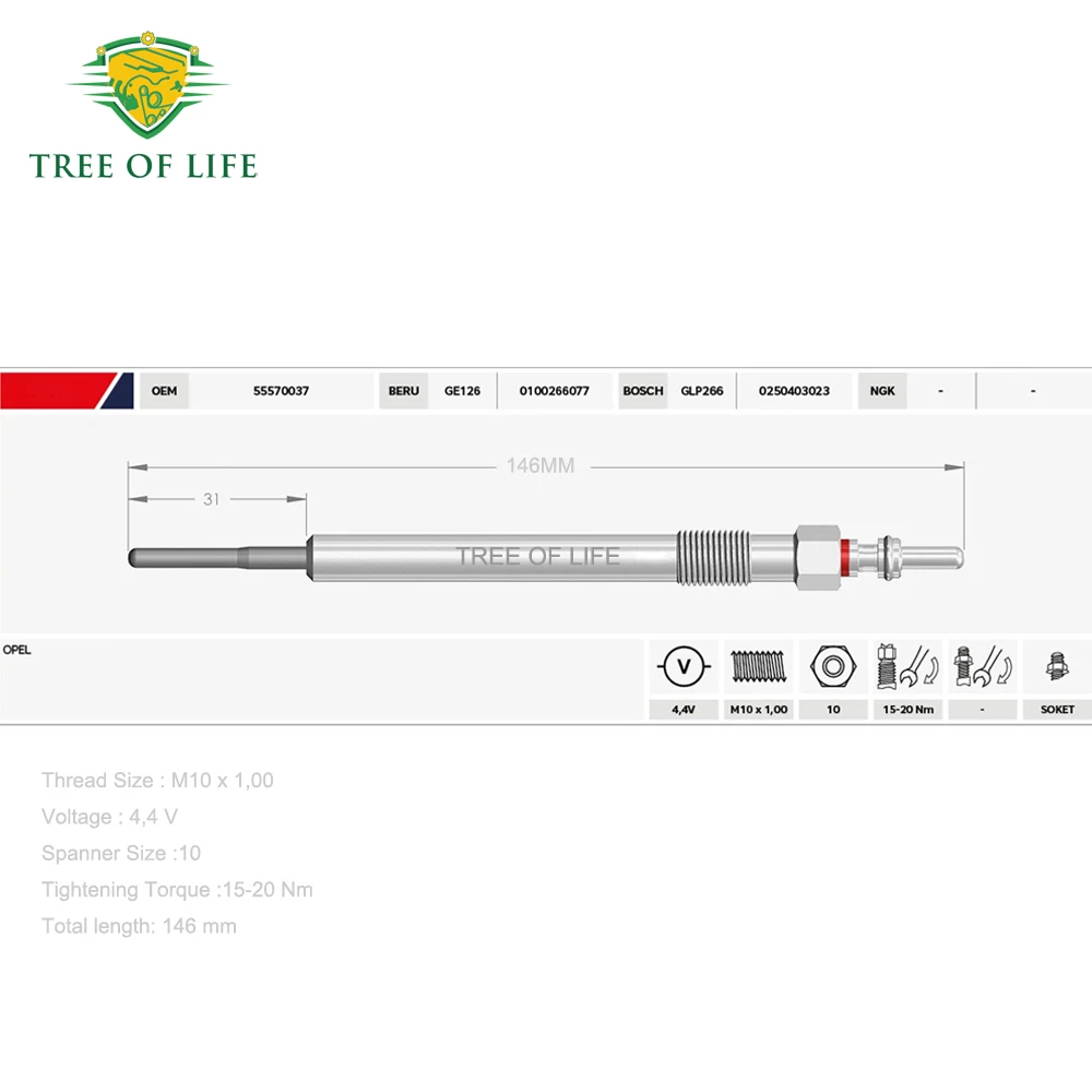 For Vauxhall Insignia A Astra J Mokka X Zafira Tourer C 1.6 CDTi 13-18 55570037 055570037 4X 4.4V Dual Core Heater Glow Plugs view 2
