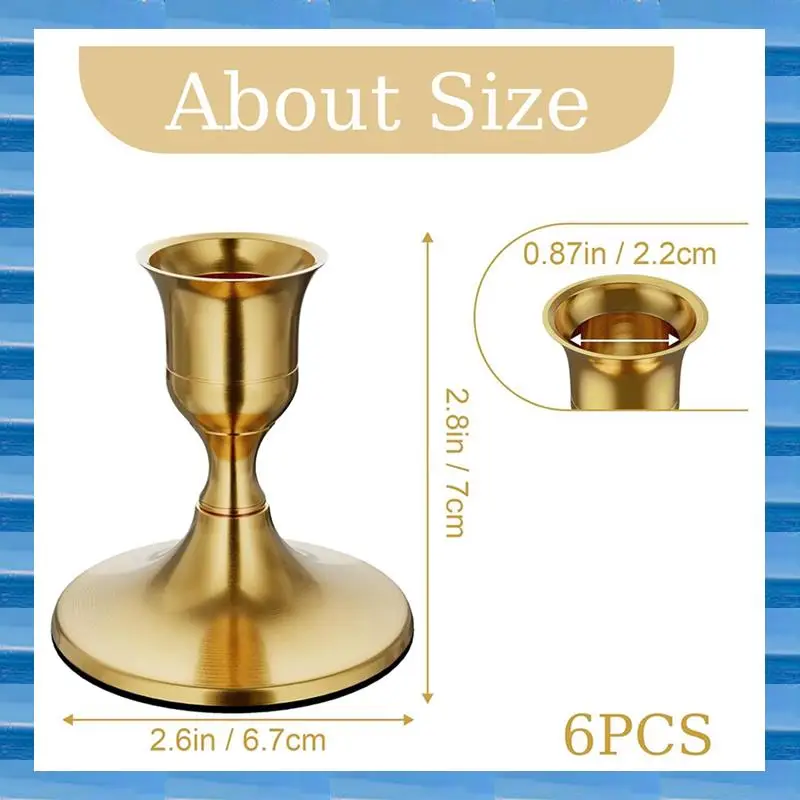 

AT53 18PCS Brass Gold Taper Candle Holders, Vintage Metal Candlestick Holders For Dinner Room Table Centerpiece Or Mantel