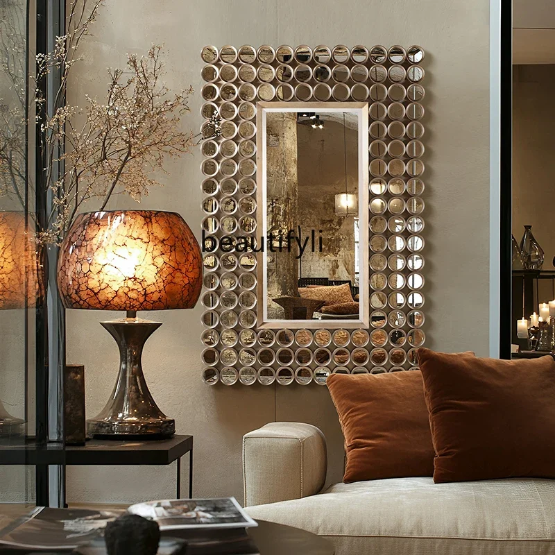 

A13 French classic floor mirror, living room background wall decorative mirror, entrance floor, full-length mirror
