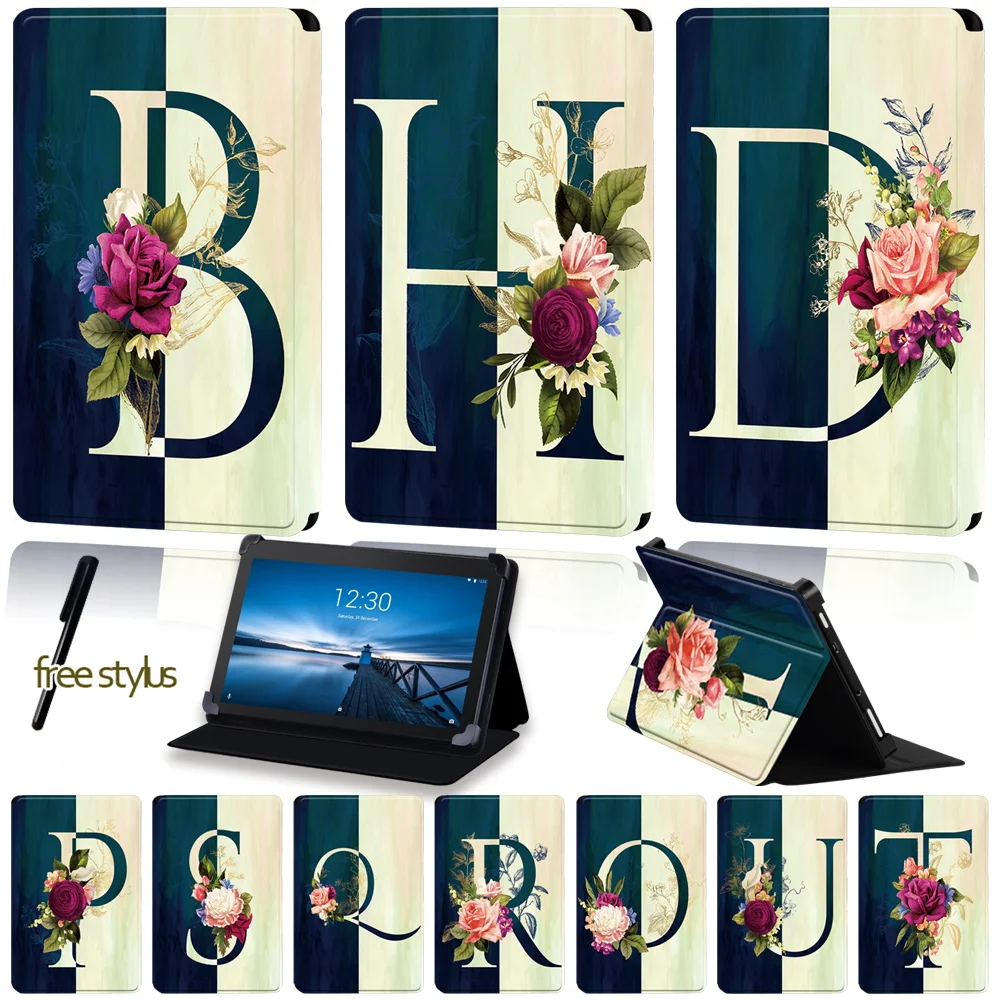 Universal PU Leather Tablet Stand Case for Lenovo Tab E7 /Tab E8 /Tab E10 Anti-Dust Half Print Four Corner Flip Protection Cover