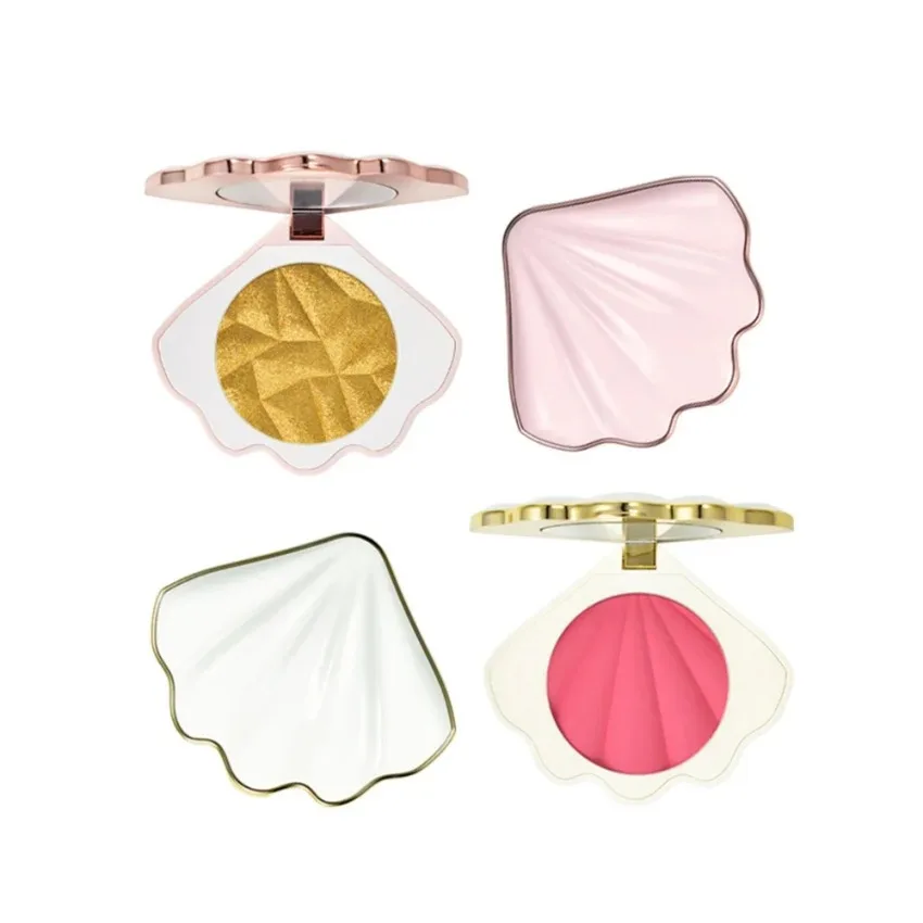 Private Label Shell-shaped Blush& Highlight Palette Matte Makeup Brighten Silkworm Eye Shadow Contour Face Custom Bulk