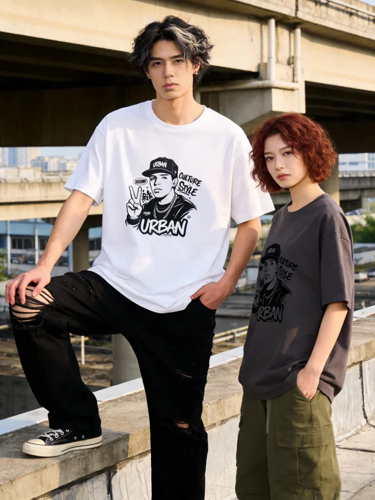 

Футболка ZAZOMDE оверсайз из хлопка с графическим принтом в городском стиле, с дизайном URBAN CULTURE, для повседневной носки