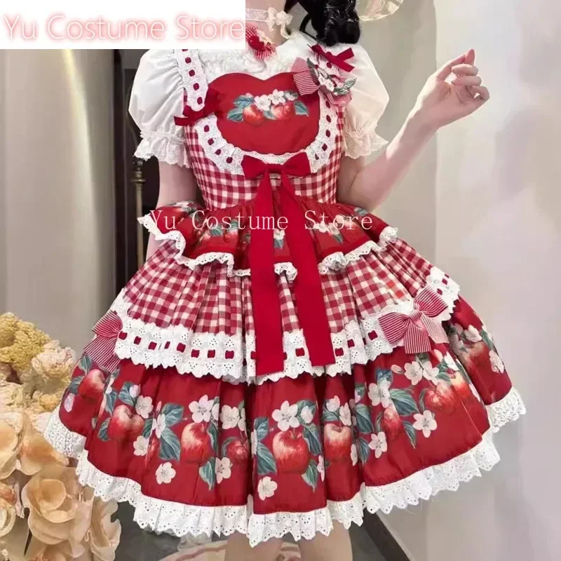 

Bow Lolita Strawberry Puff Skirt Summer Retro Countryside Girl Cute Montage Street Square Collar Waist Short Skirt Stylish 2025