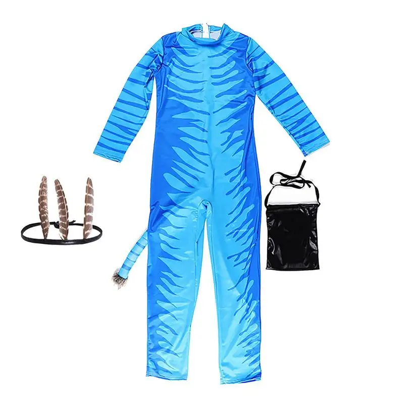 Disfraz de Cosplay de película clásica 2 para niños y niñas, mono de tiras azules, monos de héroe, disfraz de fiesta de Halloween