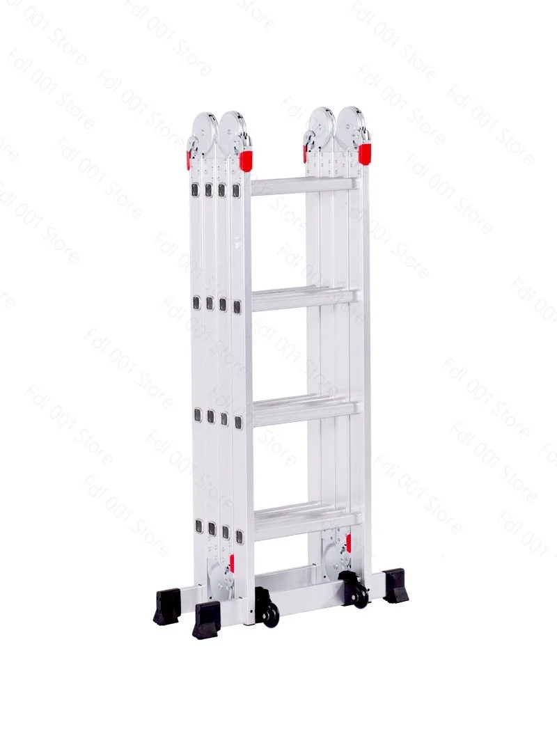 2026 Aluminum Folding Multifunctional Ladder Large and Small Hinge Folding Aluminum Stairs Climbing Ladder  Telescopic Ladder
