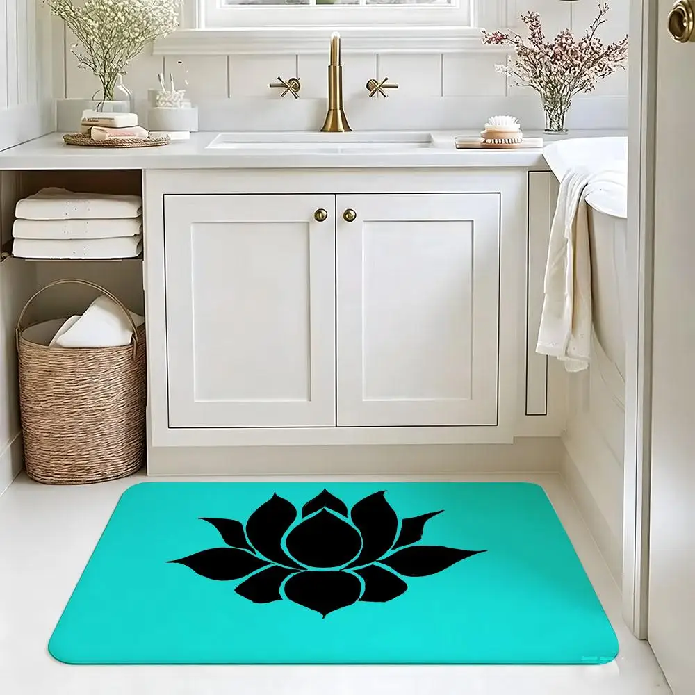 anime L-Lotus Floor Mat Absorbent Floor Mat Non-Slip Entrance Rug for Bathrooms Restrooms and Toilets