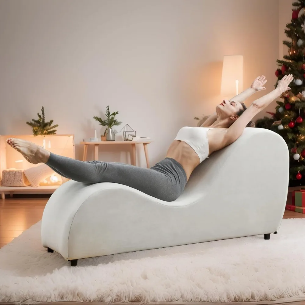 Curved Yoga Chaise Lounge for Adults Relaxing, Stretching and Exercising, Indoor Chair Meditation Recline Chaise Lounge