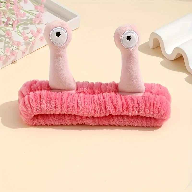 Super cute snail-themed face-washing headband, humorous plush hair accessory, popular with internet celebrities, relieves head pressure.