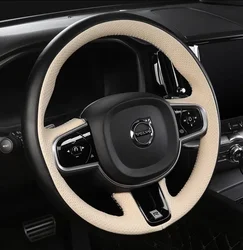 Customized DIY Carbon Fiber Suede Leather Hand Sewn Steering Wheel Cover for Volvo Xc60 S90 S60 Xc40 Xc90 S80l V40 V60