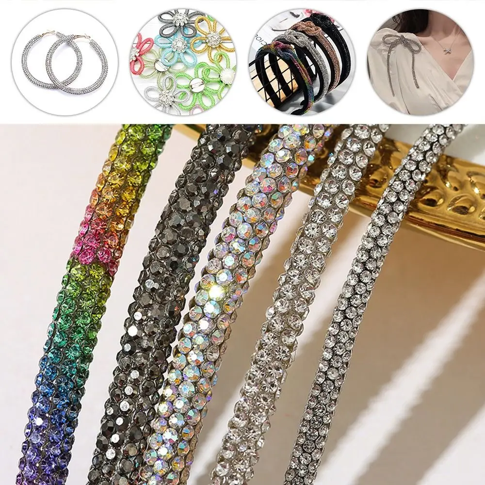 Rhinestone Rope Glass Crystal Cord Applique Decorative Colorful Tube Trim Strass Bridal Dress Clothes Hairpin Shoes Bags DIY
