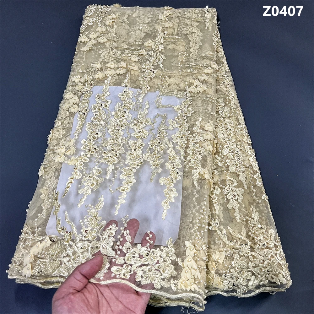 

Африканский нигерийский тюль, кружевная ткань, высокое качество, вышивка блестками, бисер, французское гипюровое свадебное платье, 5 ярдов, 2025 г.