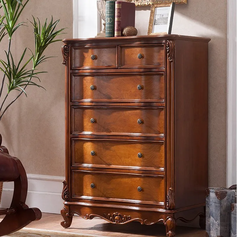 

American solid wood six-chest cabinet living room multi-layer locker European retro bedroom chest of drawers storage chest of