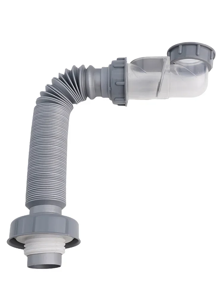 ABS Construction Kitchen Sink Drain Hose Set Anti Odour Filter Prevents Blockage Garbage Filtration Seal Storage