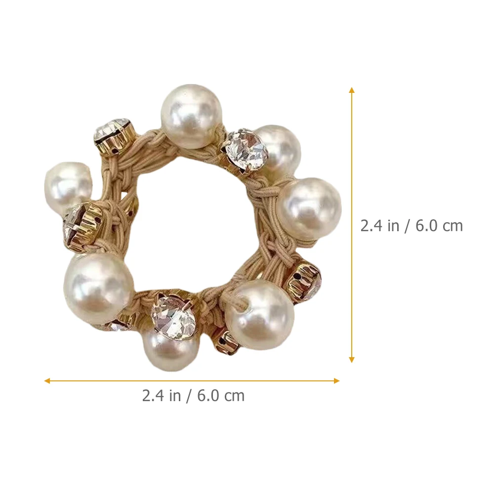 

3pcs Pearl Ties Scrunchies Elastic Hair Rings For Women Girls Ponytail Holders Elegant Hair Accessories Lightweight Stretchy