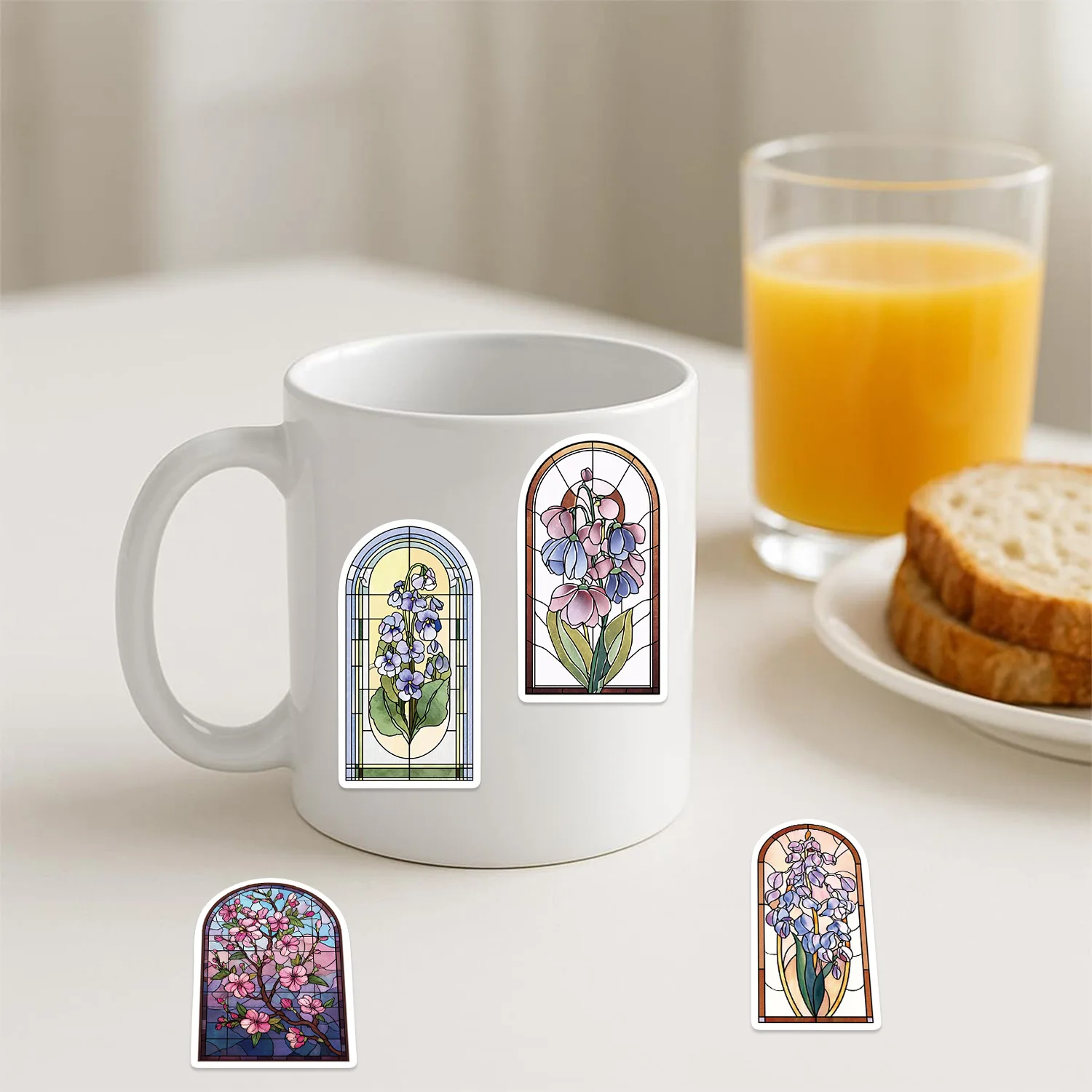 50 قطعة نافذة زجاجية ملونة الزهور ملصقات الإبداعية الكرتون الكتابة على الجدران الديكور DIY بها بنفسك دفتر حقيبة الغيتار الشارات لوح التزلج