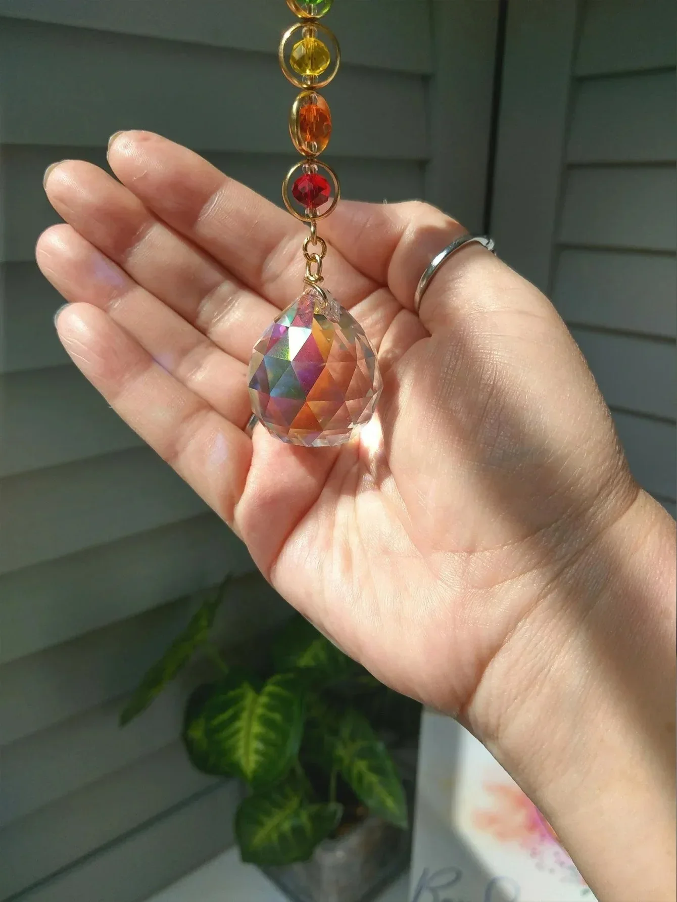 New 1pc Crystal Suncatcher Mobile Meditation Home Decor Rainbow Maker Prism Suncatcher (Rainbow and Fantasy) Suncatcher Crystal