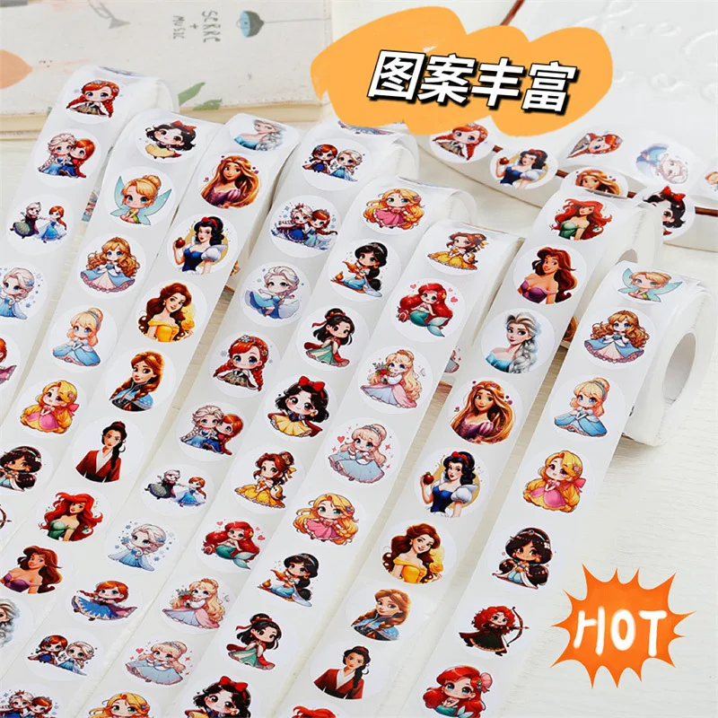 500pcs/Roll Cartoon Cute Disney Beautiful Princess Sticker DIY PVC Laptop Decals Decoration Stiker Reward Gift Toys