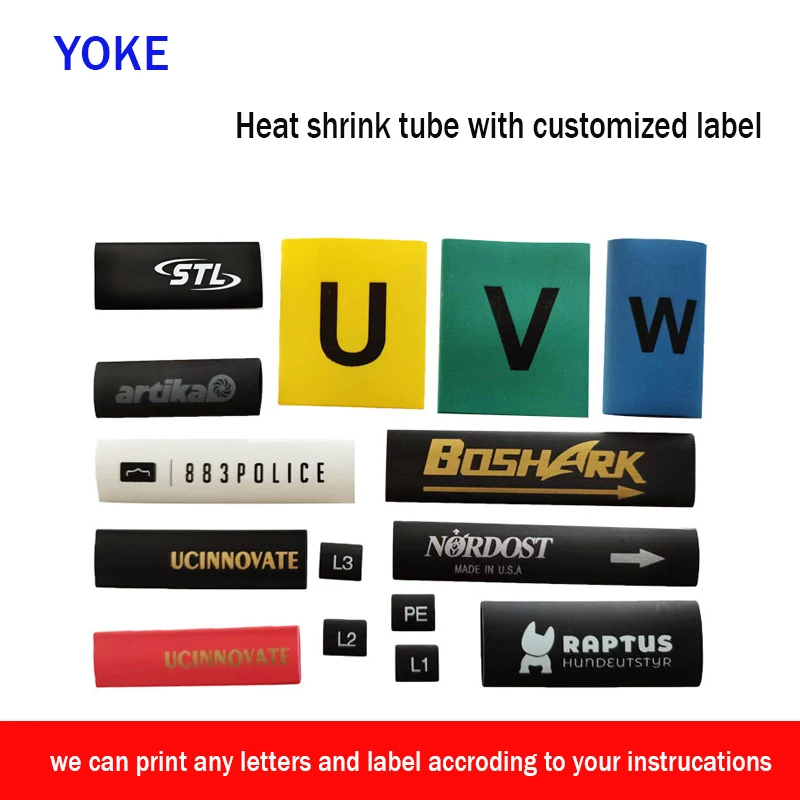 Customized 2:1 Plastic heat shrink tube with label for cables tag on cable Cable Label Sticker Waterproof Cable marker