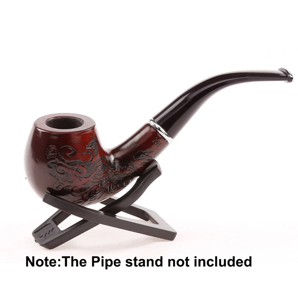 Red Handmade 14.5cm Length Classic Bent Wooden Smoking Pipe With Beautiful Carve Patterns Smoking Tobacco Dry Herb Pipes Gift