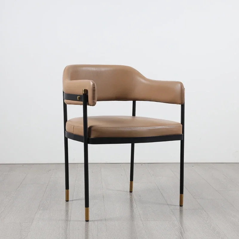 Wrought iron metal leisure chair, Nordic style negotiation chair, cafe, hotel restaurant, 5 dining chairs with armrests