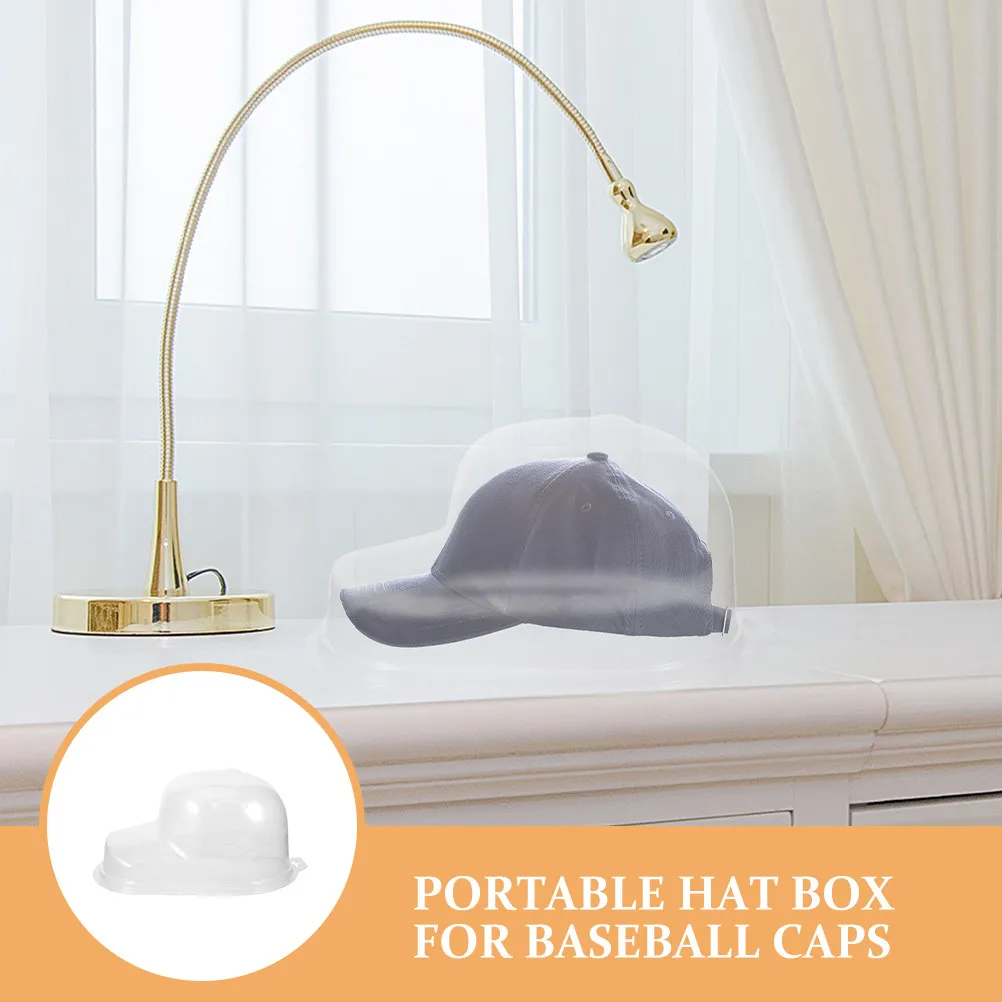 Clear Portable Hat Storage Box for Baseball Caps Travel Organizer Hat Protector Shelf Display Case Sturdy Construction Curved