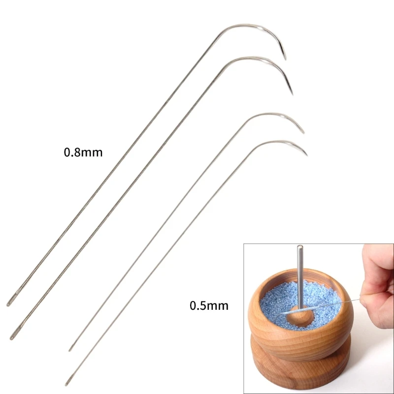 

H7EB 10 Professional Beading Needle With Curved Hook Tip Suitable For Bead Loom Boards Spinners Crafting Various Jewelry