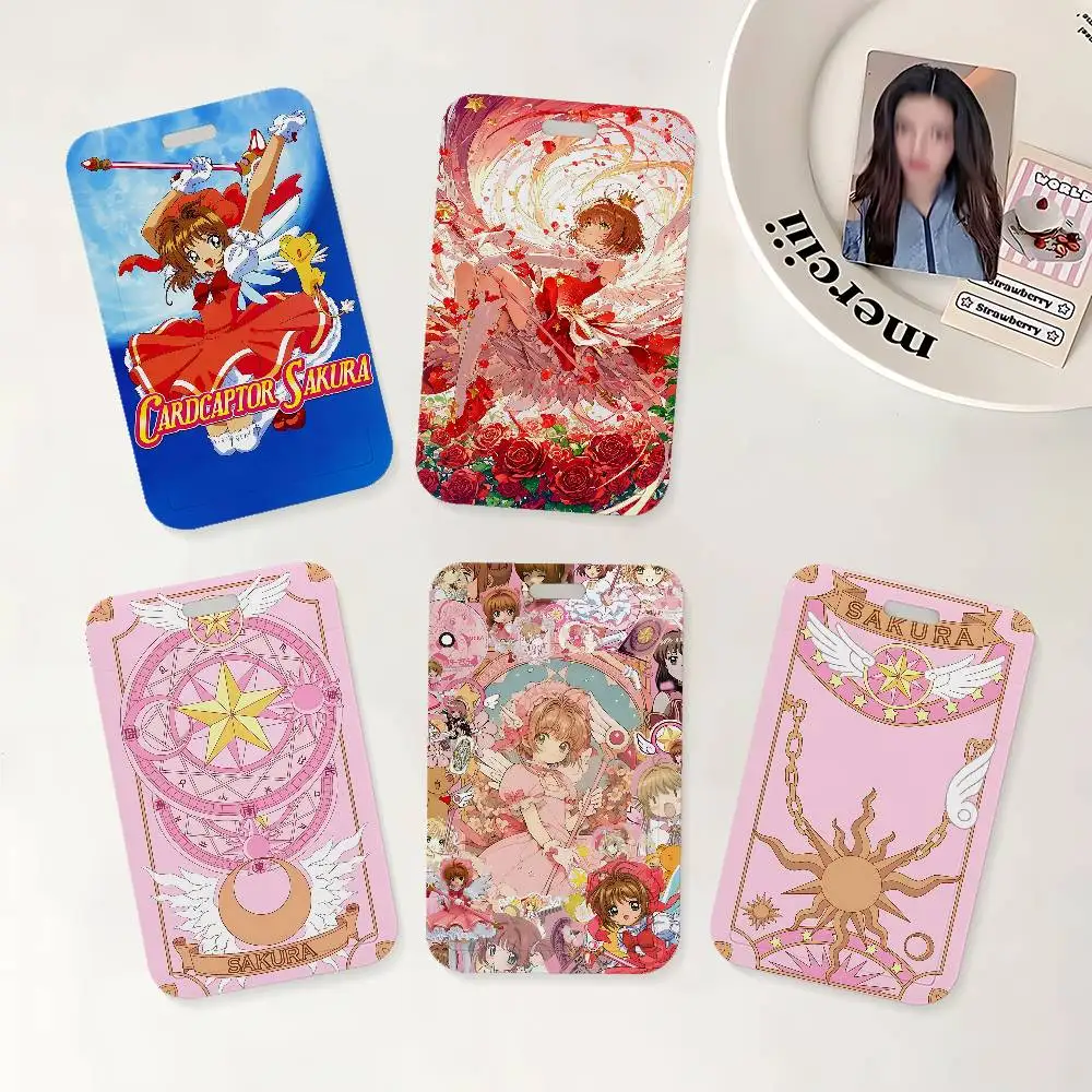 Anime C-Cardcaptor S-Sakura Ausweishalter mit Umhängeband für Büro, Schule, Namenskarten, Ausweishülle
