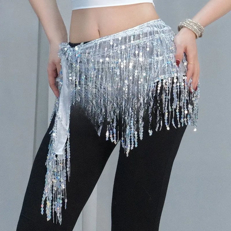 الرقص الشرقي الترتر هامش الخصر سلسلة الهندي بوهو التعادل وشاح الورك بريق تنورة تمتد النسيج الأداء #3