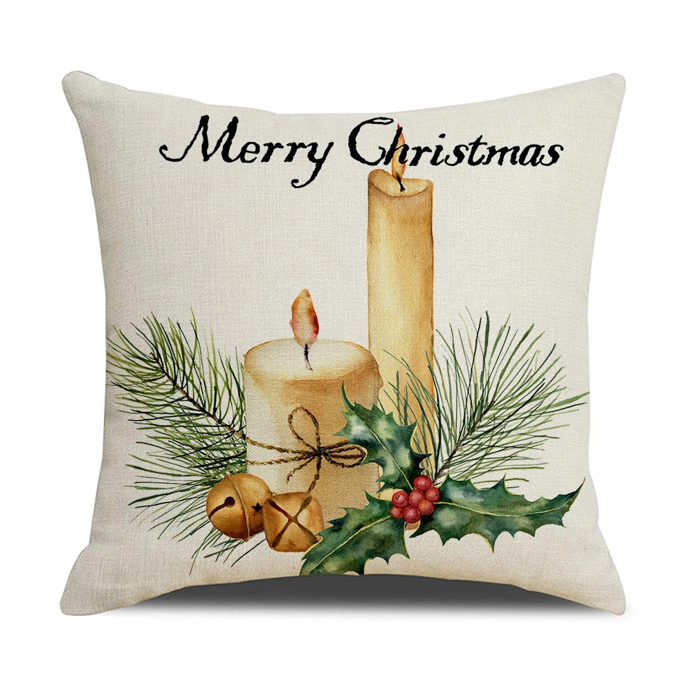 Christmas Decorative Pillowcases 45x45 cm Home Decor Couch Cushion Cover Christmas Decorations Pine Branches Wreath Pillow Cover