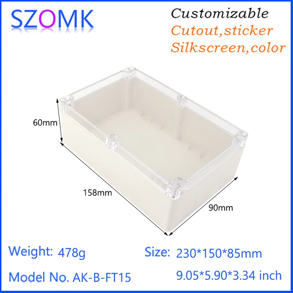 SZOMK 230×150×85MM IP65 waterproof plastic enclosure box outdoor junction case plastic box