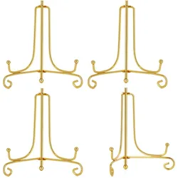 2/4/6/8Pcs Gold Bracket Book Holder Metal Bowl Plates Plate Rack Picture Art Frame Pedestal Display Stand Home Decor Supplies
