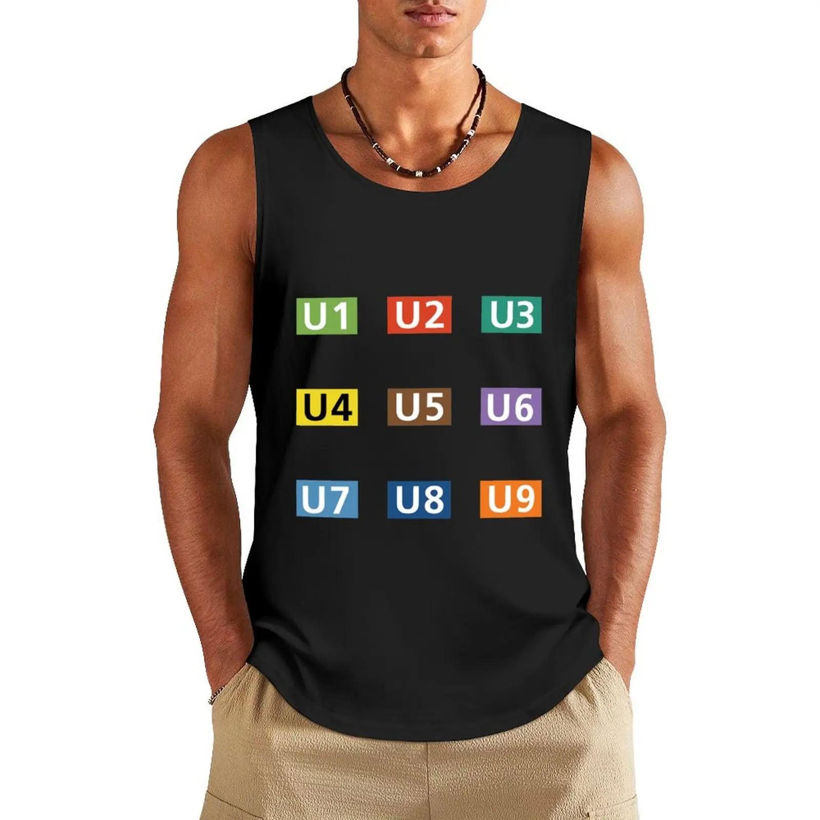 Berlin U-Bahn Line Symbols Tank Top T-shirt sports Bodybuilding clothing man gym clothing men