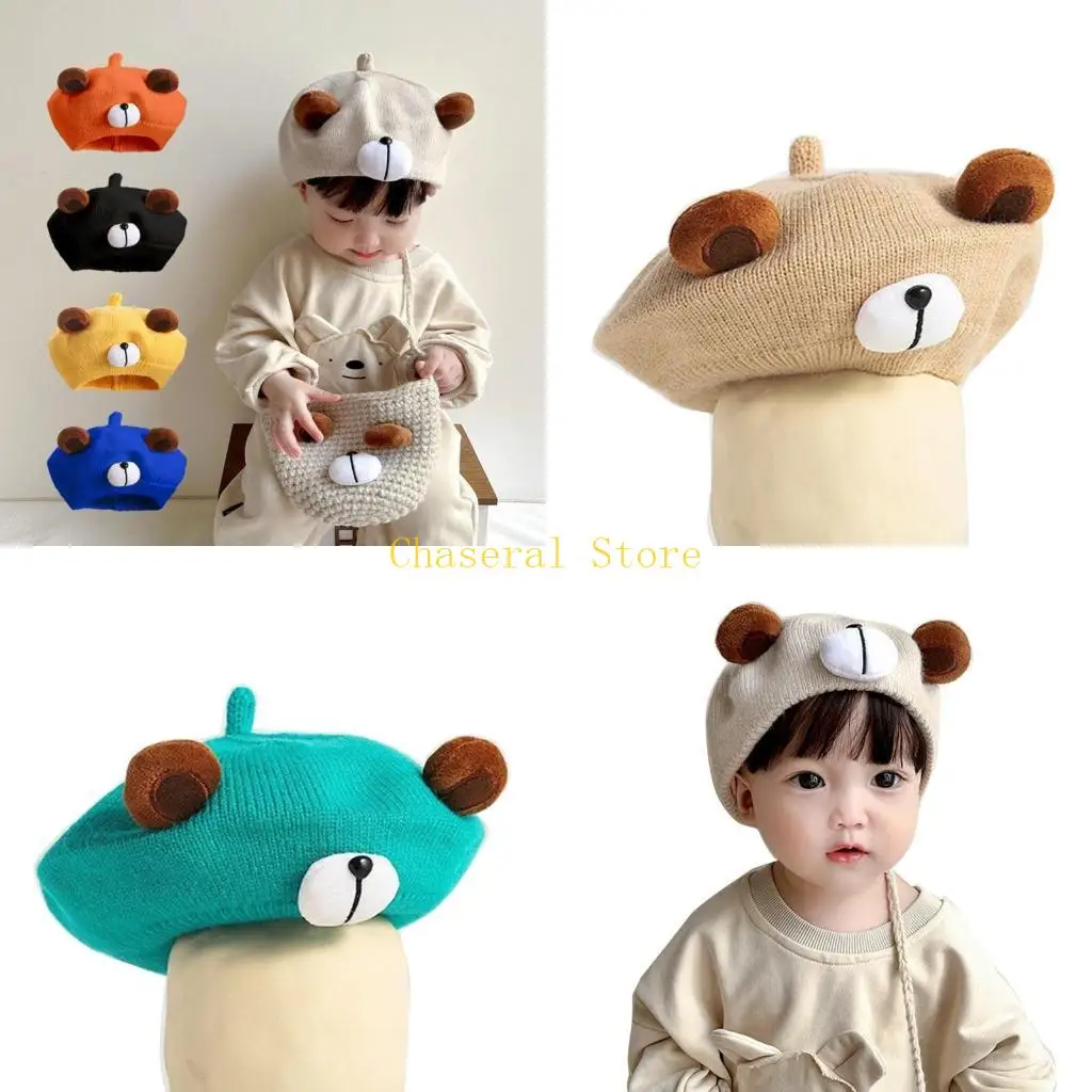 

E7CE MARENDY UNISEX BABY HAT милый медведь спроектированная вязаная кепка в течение 6 месяцев до 3 лет. Модный осенний