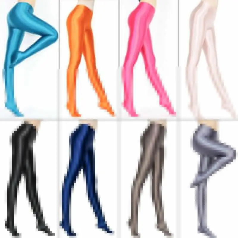 Sexy Full Leggings Oil Shiny Pantyhose for Women Stockings See Through Erotic Lingerie Pants High Elastic Smooth Tights Women