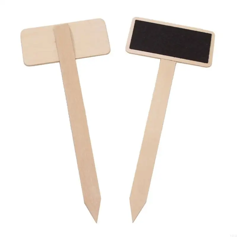 Y5LB 20Pcs/pack Mini Chalkboard Garden Stakes Label T-Type Label for Garden Plant Labels Black Board Markers Plant Signs - view 2