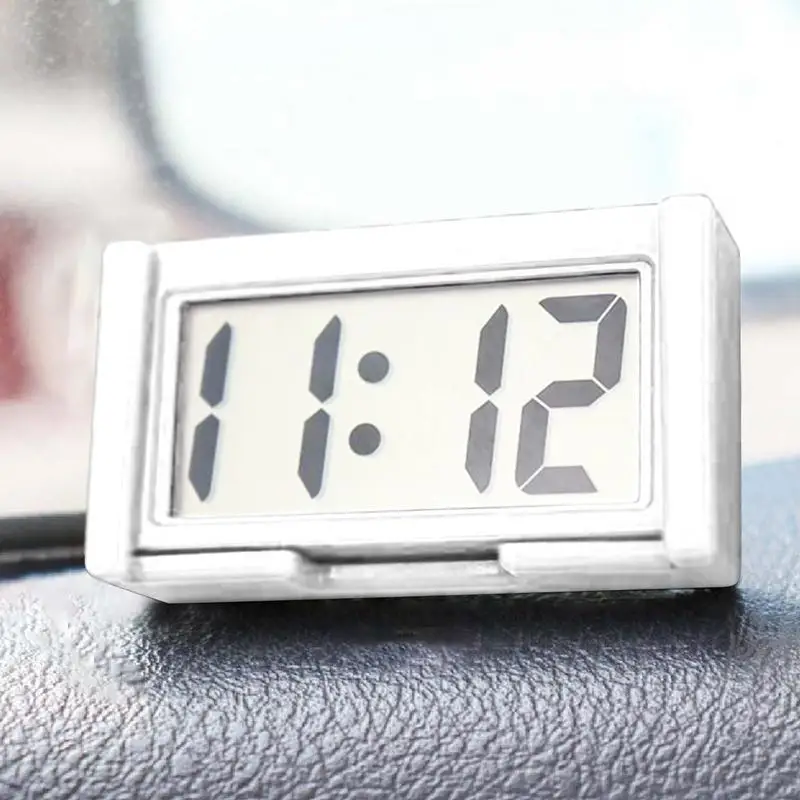 Car Small Digital Clock Self Adhesive Mini Clock Large Screen Car Dashboard Electronic Watch Car Dashboard Decor Mini Clock