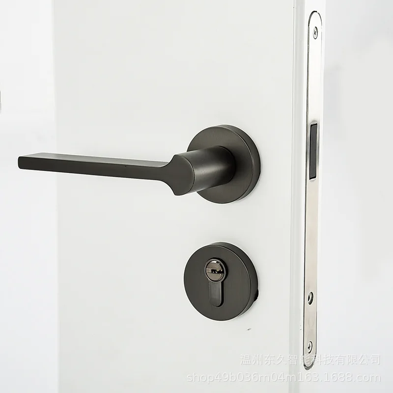 Simple Door Lock Indoor Bedroom Silent Door Lock Bathroom Solid Wood Room Universal Lock Black Steel Brushed Door Lock