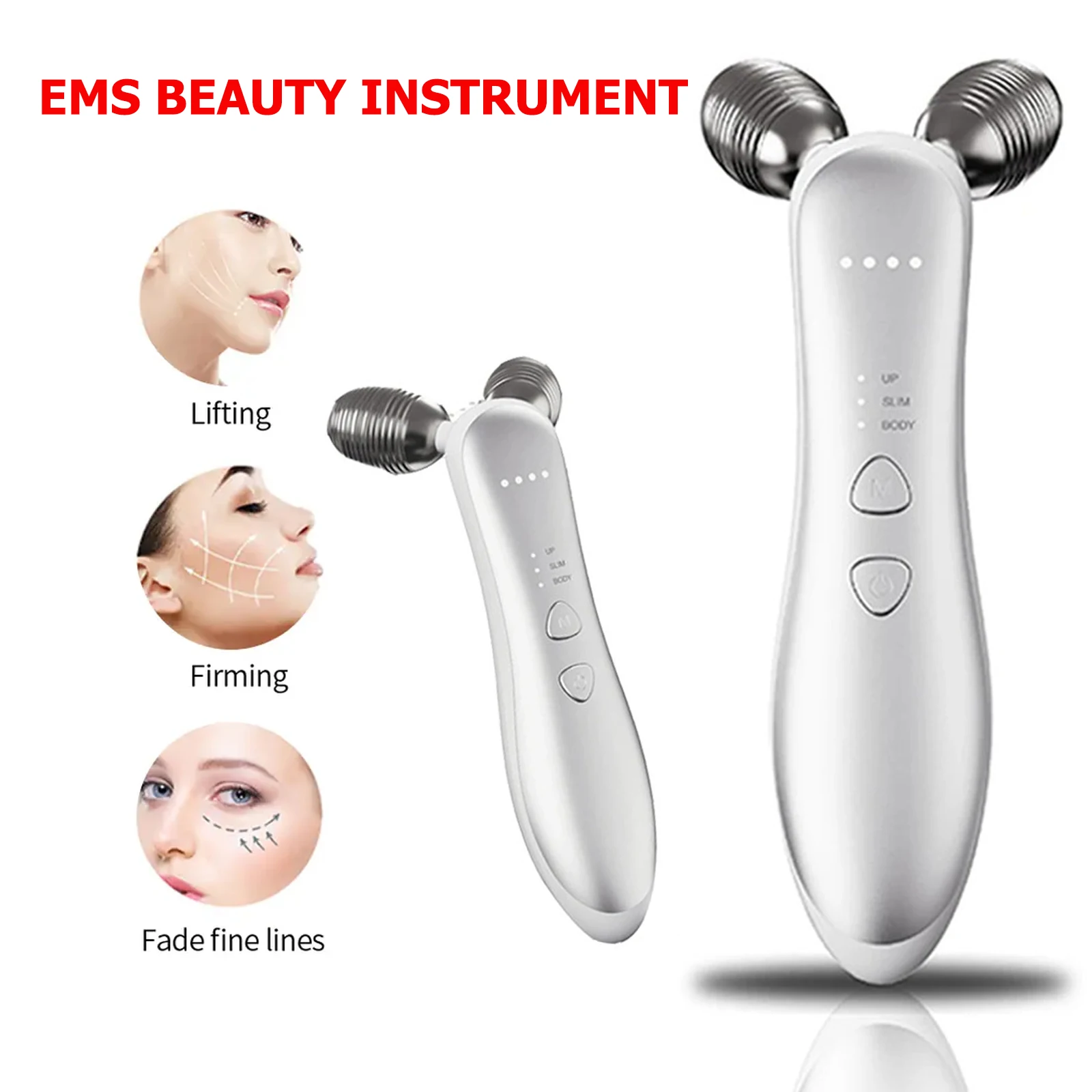 새로운 EMS 페이스 리프팅 기계 얼굴 마사지기 미세 전류 롤러 피부 강화 회춘 이중 턱 제거 미용 장치