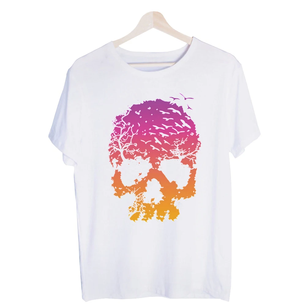 Men's Skull Tree Graphic Tee, Short Sleeve Crew Neck T-Shirt for Casual Streetwear and Summer Outfits