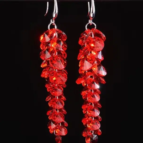 Crystal Long Dangle Earrings for Women Shinning Elegant Party Jewelry Sparking Drop Earrings