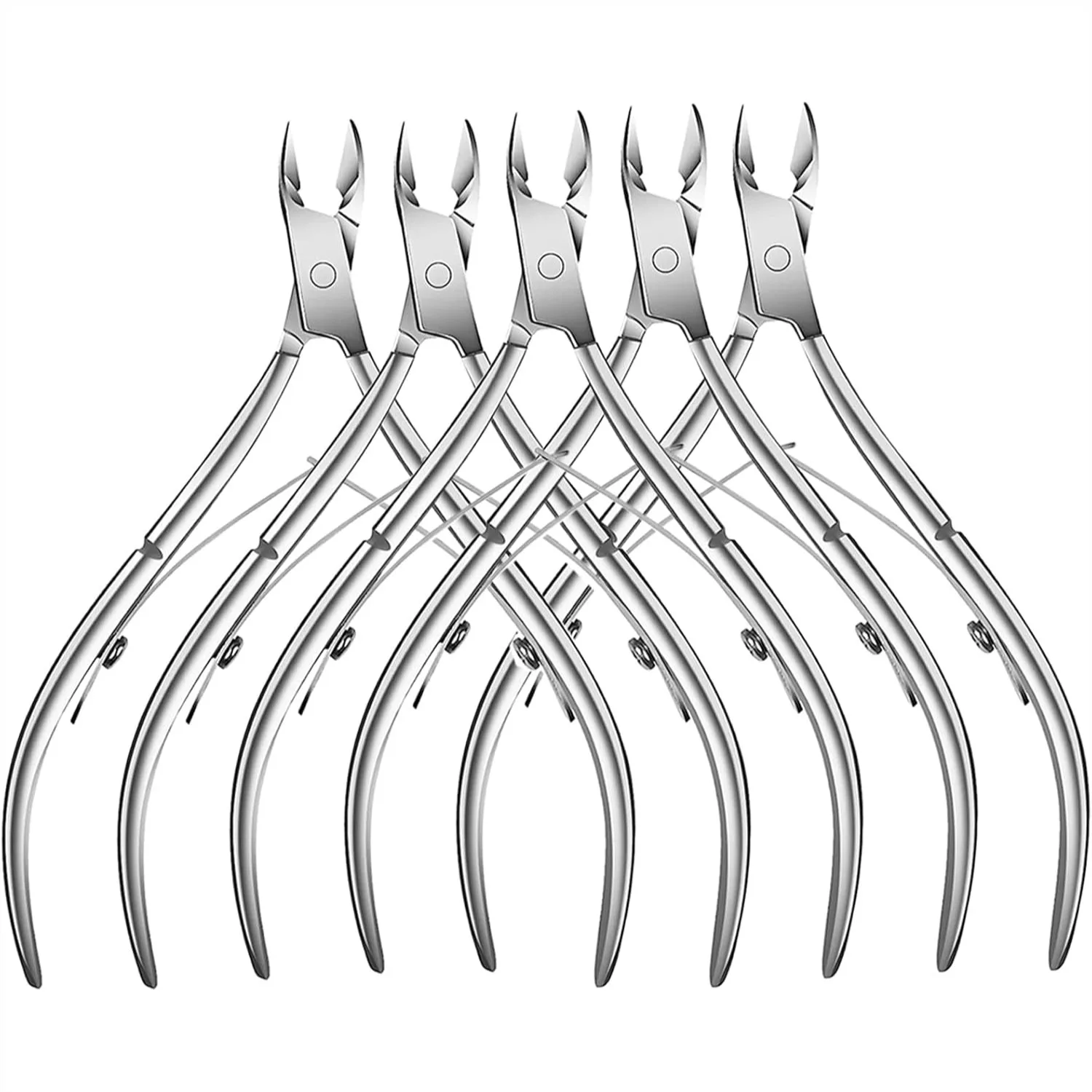 

5 Packs Cuticle Trimmer, Stainless Steel Cuticle Nippers for Manicure Pedicure, Sharp Cuticle Cutter with Double Spring Handle