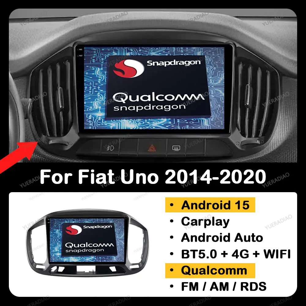 

Android 15 Car Radio For Fiat Uno 2014 2015 2016 2017 2018 2019 2020 QLED 2DIN 4G LTE 5G WIFI NAVI Head Unit BT Qualcomm GPS