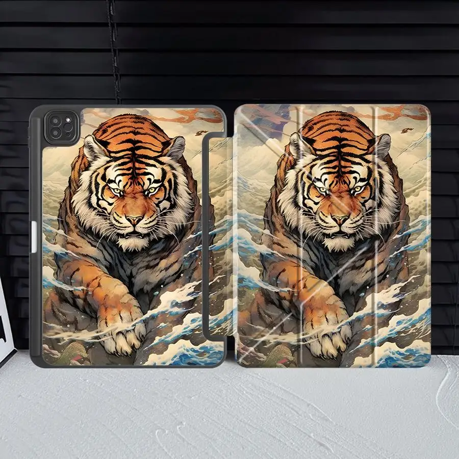 Tablet Case For iPad Pro 2025 Pro 11th 10th 9th 8th 7th 12.9inch Mini 6 7 Air 4 5 M3 M2 1 2 M4 11inch Holder Cover Cool Tiger