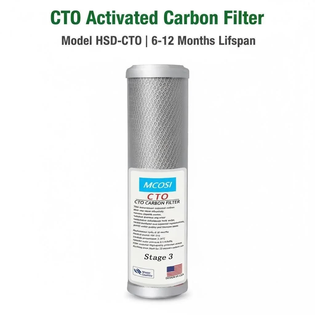 MCOSI CTO Universal Water filter Activated carbon cartridge filter for Home kitchen and Whole House Filtration Systems