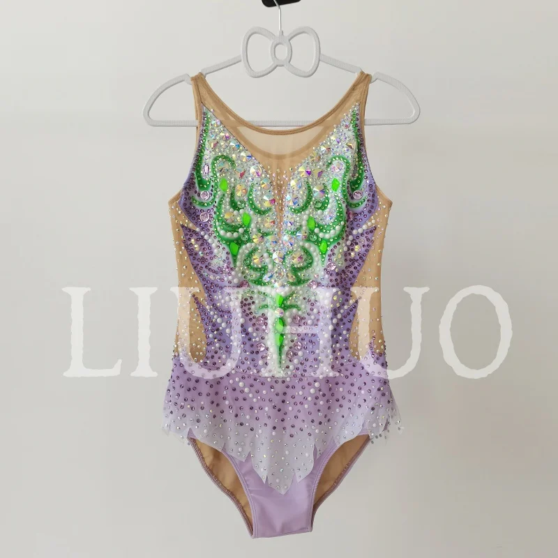 LIUHUO الجمباز الإيقاعي يوتار التدرج بلا أكمام أداء التشجيع التنافسي للأطفال BD9458