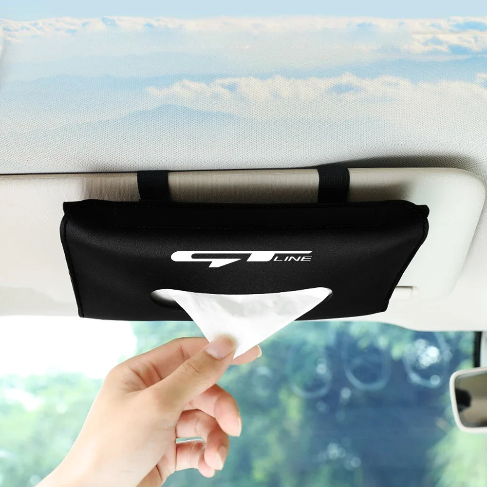 For Kia GT Line Elantra Sportage Rio Ev6 Car Tissue Box Towel Sets Car Sun Visor Tissue Box Holder Auto Storage Decoration