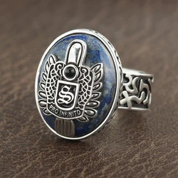 Daylight Amulet Vampire Damon Salvatore Spooky Gothic Halloween Real Sterling Silver Ring Lapis Lazuli