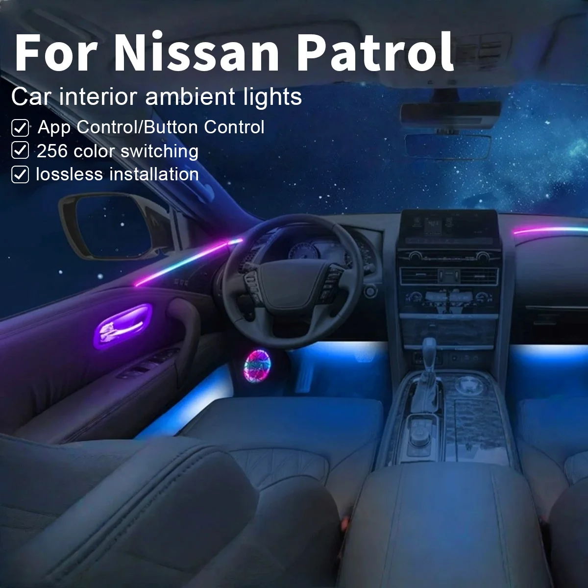 

22в1 RGB интерьер автомобиля акриловые автомобильные окружающие освещение RGB скрытая акриловая полоса украшения атмосферные аксессуары для Nissan Patrol